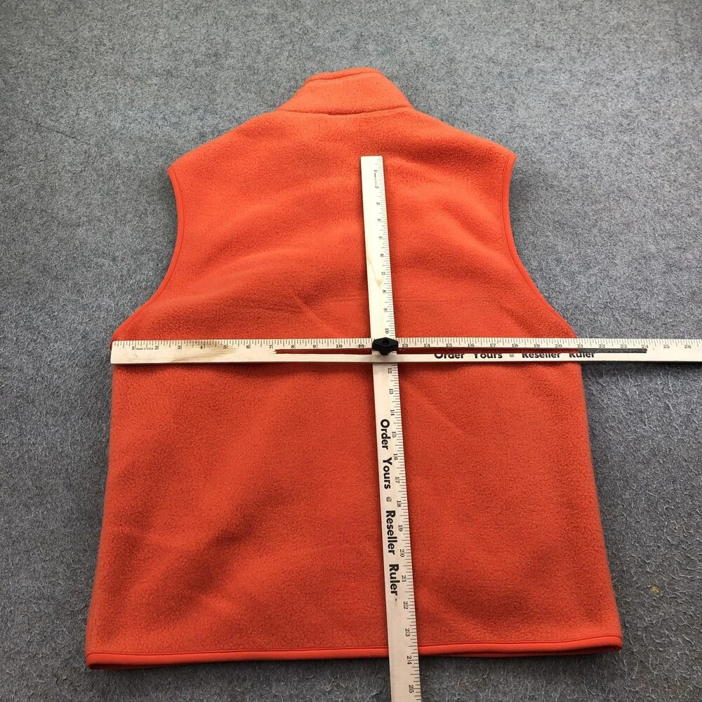 Patagonia Vest Mens Medium Orange Synchilla Fleece Full Zip Pockets Outdoor